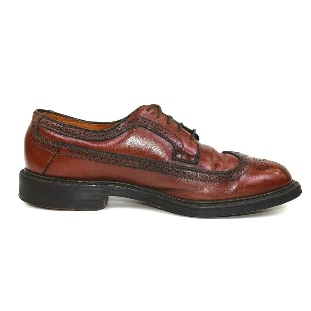 Madison Square Executives Mens Brown Leather Longwing V Cleat Oxfords‎ Sz 8.5 D